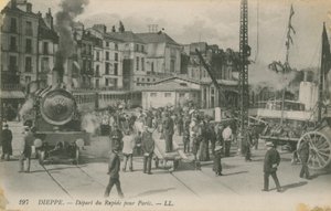 Paris-ekspressens avgang fra Dieppe. Postkort sendt i 1913. av French Photographer