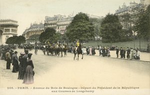 Avgang av Frankrikes president, Longchamp Racecourse, Paris (fargebilde) av French Photographer