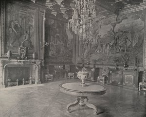 Salong, Palace of Fontainebleau (s/hvitt bilde) av French Photographer