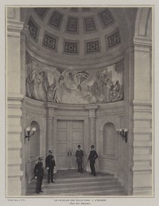 Inngang til den amerikanske paviljongen, Exposition Universelle 1900, Paris (s/hv-bilde) av French Photographer