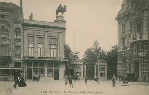 Inngang til Zoologisk hage i Anvers. Postkort sendt i 1913. av French Photographer