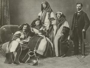 Ferdinand De Lesseps (andre fra høyre) på jobb på Suez-kanalen (s/hvitt-bilde) av French Photographer