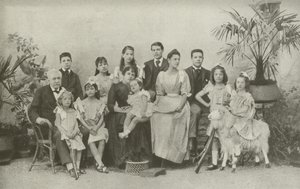 Ferdinand De Lesseps, med sin kone og barn (s/hv-bilde) av French Photographer