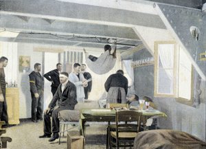 Fransk marine, slutten av 1800-tallet: Inspeksjon på sykestuen, besøk av legen - Bibl. des Arts deco. av French Photographer