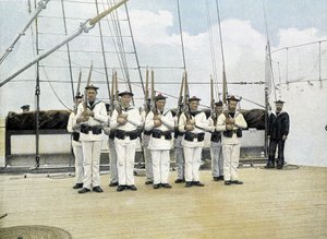 Fransk marine, slutten av 1800-tallet: rifleøvelse - Bibl. des Arts deco. av French Photographer