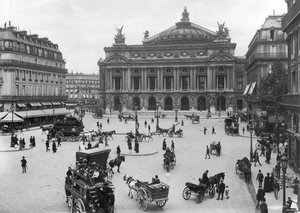 Generell utsikt over Paris operahus, sent på 1800-tallet av French Photographer