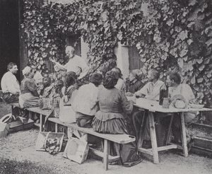 Drueplukkere spiser lunsj (s/hvitt-bilde) av French Photographer