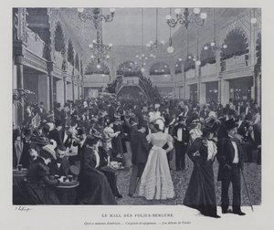 Hall of the Folies Bergere, Paris, i løpet av et intervall (s/hv-bilde) av French Photographer