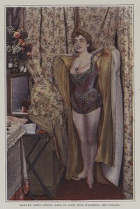 Juliette Simon-Girard, fransk operasanger, i garderoben hennes (fargebilde) av French Photographer