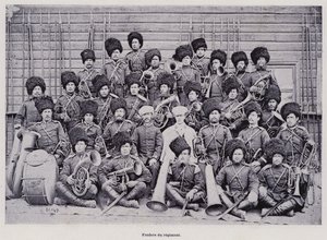 Den russiske hæren: Regimentband (s/hv-bilde) av French Photographer