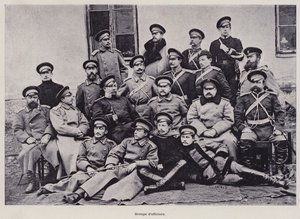 Den russiske hæren: Gruppe offiserer (s/hvitt-bilde) av French Photographer