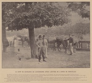 Paris-kommunen, kavalerileiren i Luxembourg etter inntoget av Army of Versailles (s/hv-bilde) av French Photographer
