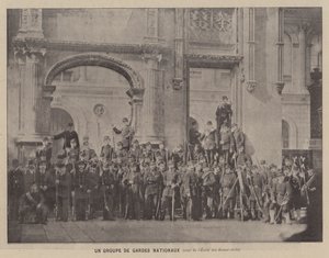 Paris-kommunen, en gruppe nasjonalgardister, gårdsplassen til Ecole des Beaux-Arts (s/hv-bilde) av French Photographer