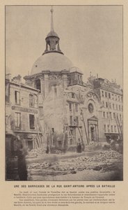 Paris-kommunen, en av barrikadene på Rue Saint-Antoine etter slaget (s/hv-bilde) av French Photographer