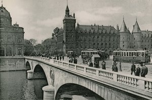 Pont au Change og Palais de Justice, Pont au Change og domstolen (fotogravyr) av French Photographer
