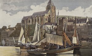 Le Treport, kirken og havnen av French Photographer