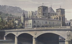 Lyon, Archeveche, St-Jean-katedralen og åssiden av Fourviere av French Photographer