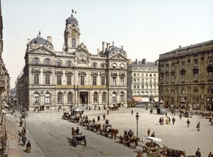 Lyon rådhus fra Place de Terreaux, 1890-1900 av French Photographer