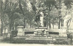 Monument til fabulisten La Fontaine, Jardin du Luxembourg (s/hv-bilde) av French Photographer