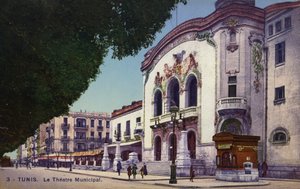 Kommunalt teater, Tunis, Tunisia (farget bilde) av French Photographer