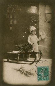 Nyttårs gratulasjonskort, sendt i 1913 av French Photographer