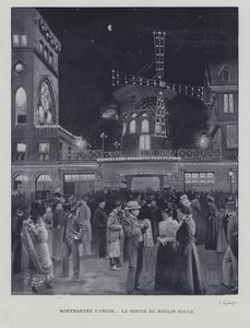 Utenfor Moulin Rouge, Montmartre, Paris (s/hvitt bilde) av French Photographer