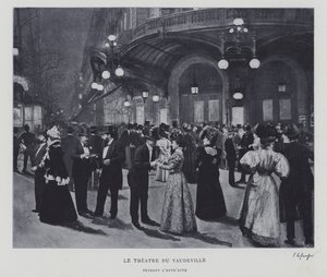 Utenfor Theatre du Vaudeville, Paris, i intervallet (s/hv-bilde) av French Photographer