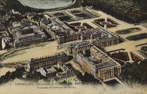 Panoramautsikt over slottet og hagene i Versailles (fargebilde) av French Photographer