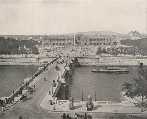 Paris: Utsikt over Place de la Concorde, med utsikt mot nord (s/hvitt-bilde) av French Photographer