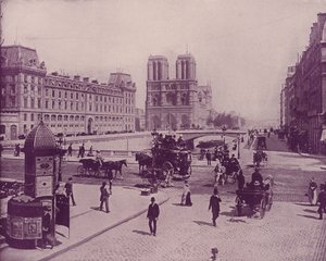 Paris: Pont St Michel og Notre Dame (s/hvitt bilde) av French Photographer