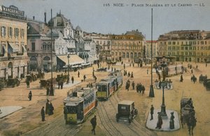 Place Massena og kasinoet, Nice. Postkort sendt i 1913. av French Photographer