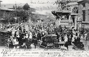 Postkort fra Les Halles, Paris, før 1914 av French Photographer