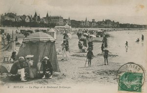 Postkort av stranden og Boulevard St Georges, Royan, Frankrike sendt i 1913 av French Photographer