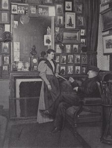 Rom i Palais Garnier i Paris fylt med portretter av utøvere (s/hv-bilde) av French Photographer