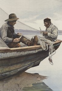 På La Canche reparerer fiskere garnene sine av French Photographer