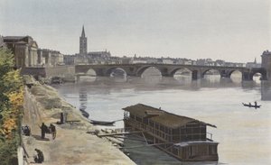 Toulouse, Pont-Neuf og Eglise N D, fra Dalbade, utsikt nedstrøms, tatt på bredden av Garonne av French Photographer