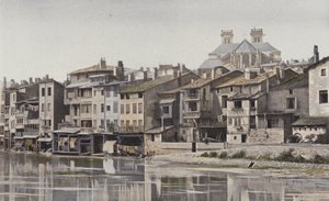 Verdun, Apsis av katedralen, Utsikt fra høyre bredd av Meuse av French Photographer