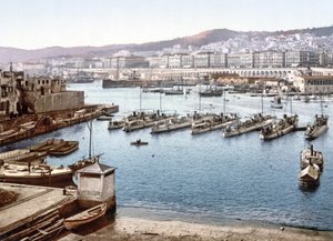 Utsikt over Algiers havn fra Admiralitetet, pub. 1900 av French Photographer