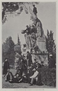 Besøkende ved statuen av Roma Victorious av French Photographer