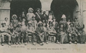 Bryllup til Bressan Ebaudes i 1913. Postkort sendt i 1913. av French Photographer