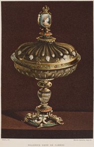 Søt krukke fra 1600-tallet med cameos, illustrasjon fra Dictionnaire de lameublement et de la dekorasjonen av Henry Havard, bind 2, tallerken 11, Paris, Maison Quantin, 1878 av French School