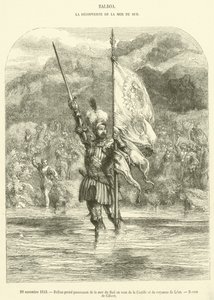 29. november 1513 tar Balboa Sørhavet i besittelse i navnet Castilla og kongeriket Leon (gravering) av French School