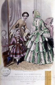 2 kvinner og en jente: Mote - i "" Magazine des damoiselles", 25. mai av French School