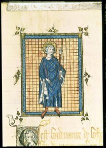 AE II 327 Kong Saint Louis bærer septeret og rettferdighetens hånd, fra Registry des Ordonnances de L