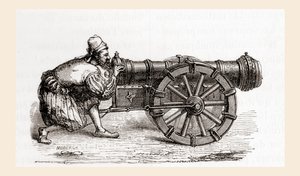 En tysk kanon fra 1500-tallet, fra Les Merveilles de la Science, publisert ca. 1870 (gravering) av French School