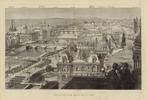 Et fugleperspektiv av Paris fra taket på St. Gervais