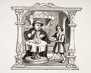 A Burgess Eating his Meal, etter en illustrasjon i et manuskript fra 1500-tallet, fra Le Moyen Age et La Renaissance av Paul Lacroix (1806-84) utgitt 1847 av French School