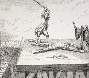 En forbryter dømt til døden blir knust på et Andreaskors i 1700-tallets brudd, 1875 av French School