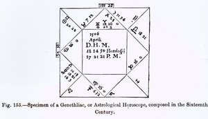 Et Genethliac, eller astrologisk horoskop, fra vitenskap og litteratur i middelalderen, skrevet og gravert av Paul Lacroix, 1878 av French School