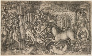 En konge forfulgt av en enhjørning, ca. 1547 av French School